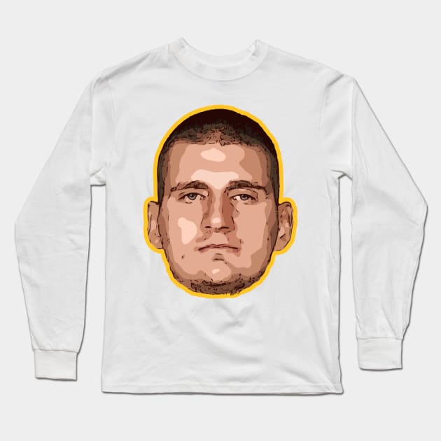 Nikola Jokic Denver Nuggets Long Sleeve T-Shirt by Playful Creatives